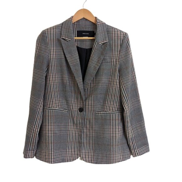 Vero Moda Peak Lapel One Button Hip Length Plaid Blazer Size US6 EU38 - Picture 1 of 5